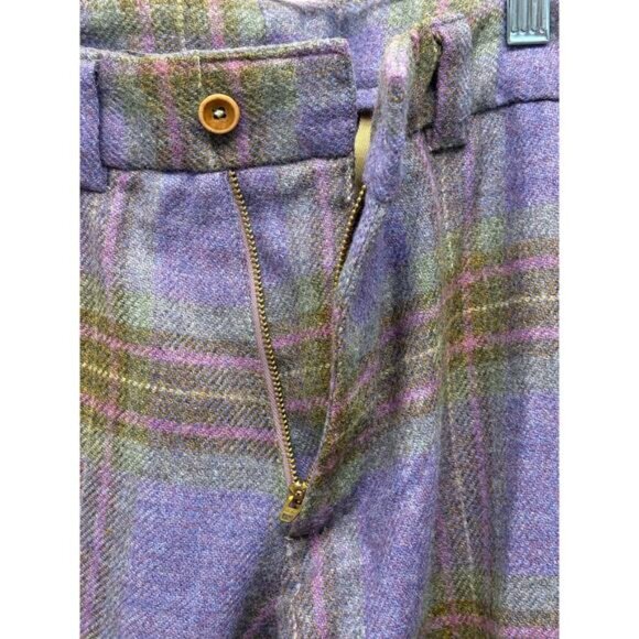 NWOT Wool Plaid Pants Bills Khakis Purple Green Tartan Unhemmed Men’s Size 33 - Picture 4 of 7